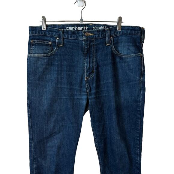 Y2k Carhartt Men's Straight Fit Denim Jeans Dark Wash Size 36x32 Casual Classic - Picture 3 of 11